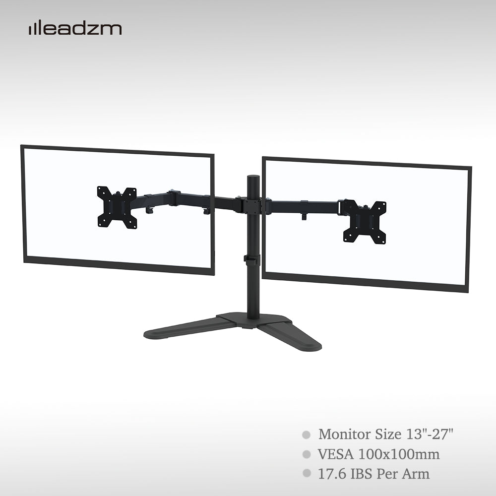 13-27 Inch Double Pendulum Large Base TV Stand TSDS-01 Bearing 8Kg/Vese100*100/90° tilt/360° rotation/height adjustment 100-400mm